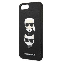 Dėklas Karl Lagerfeld Saffiano Karl&Choupette Head na iPhone 7 Plus / iPhone 8 Plus - juodos spalvos