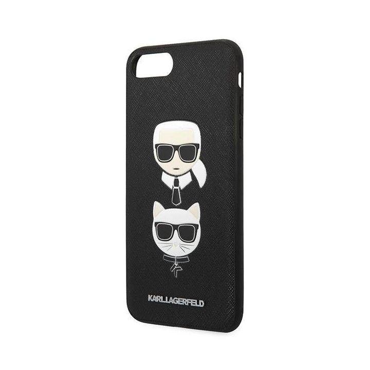 Dėklas Karl Lagerfeld Saffiano Karl&Choupette Head na iPhone 7 Plus / iPhone 8 Plus - juodos spalvos