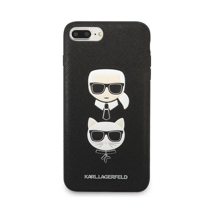 Dėklas Karl Lagerfeld Saffiano Karl&Choupette Head na iPhone 7 Plus / iPhone 8 Plus - juodos spalvos
