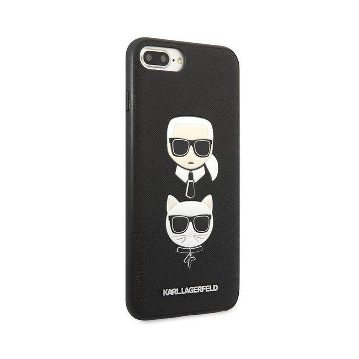 Dėklas Karl Lagerfeld Saffiano Karl&Choupette Head na iPhone 7 Plus / iPhone 8 Plus - juodos spalvos