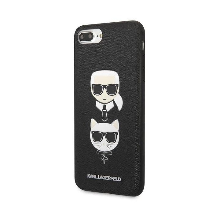 Dėklas Karl Lagerfeld Saffiano Karl&Choupette Head na iPhone 7 Plus / iPhone 8 Plus - juodos spalvos