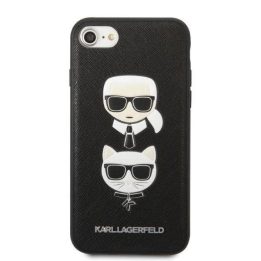 Karl Lagerfeld KLHCI8SAKICKCBK iPhone 7/8 / SE 2020 / SE 2022 juodas/juodas deklas Saffiano Karl&Choupette Head