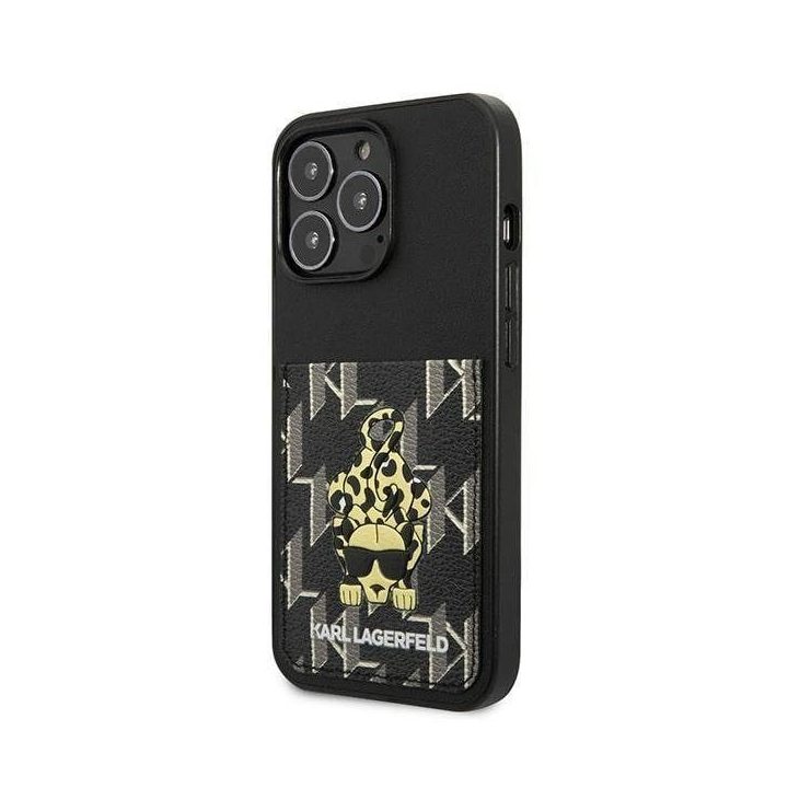 Dėklas Karl Lagerfeld Karlimals Cardslot na iPhone 13 Pro / iPhone 13 - Juodos spalvos