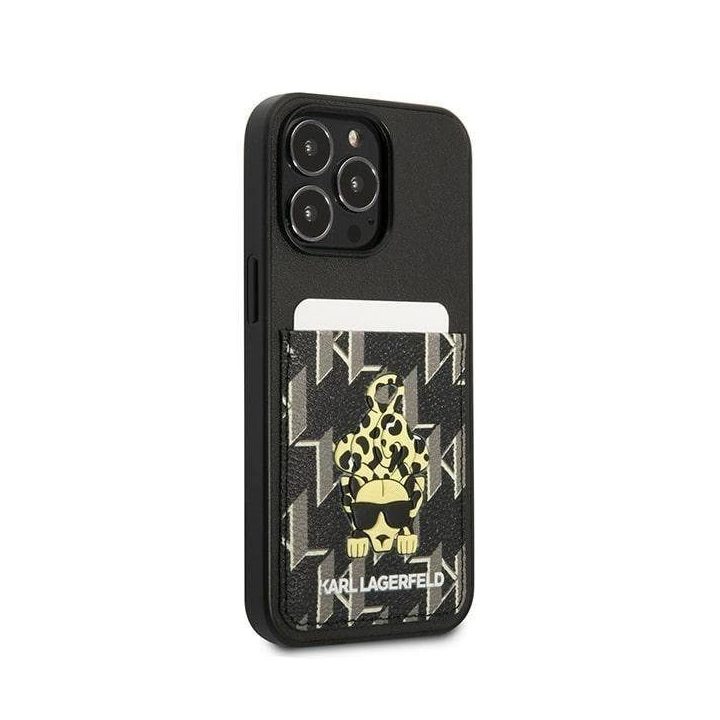 Dėklas Karl Lagerfeld Karlimals Cardslot na iPhone 13 Pro / iPhone 13 - Juodos spalvos