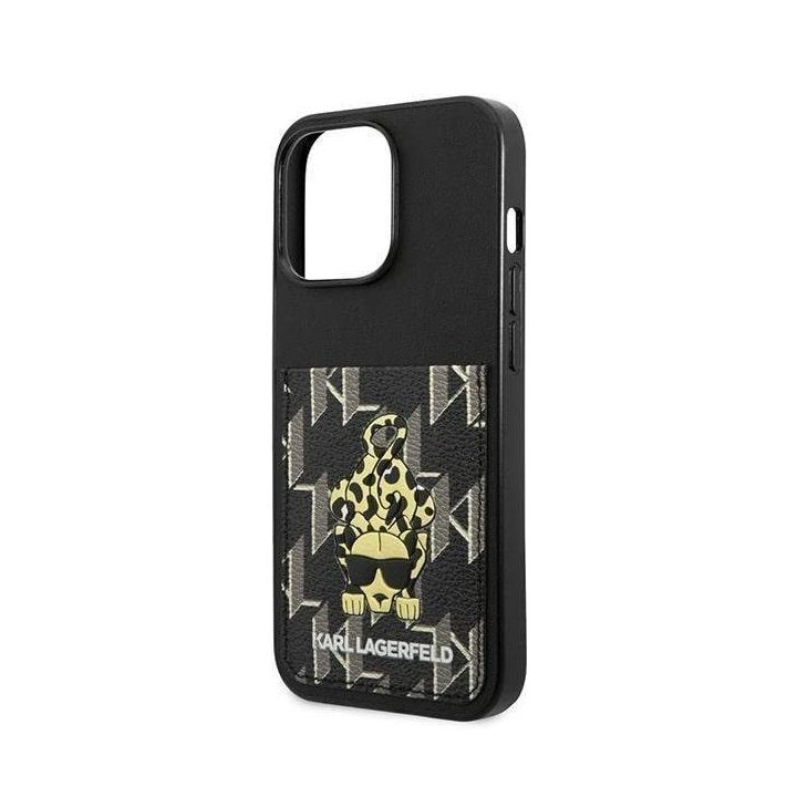 Dėklas Karl Lagerfeld Karlimals Cardslot na iPhone 13 Pro / iPhone 13 - Juodos spalvos