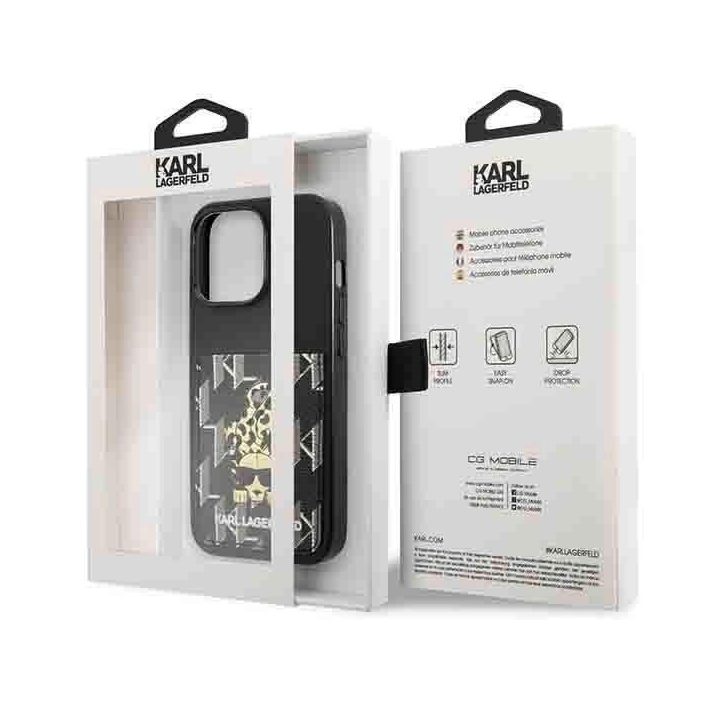 Dėklas Karl Lagerfeld Karlimals Cardslot na iPhone 13 Pro / iPhone 13 - Juodos spalvos