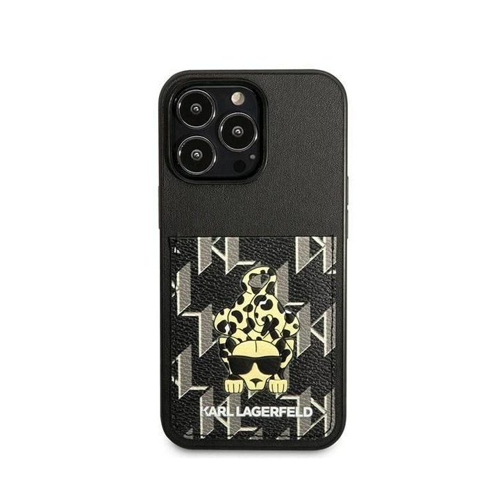 Dėklas Karl Lagerfeld Karlimals Cardslot na iPhone 13 Pro / iPhone 13 - Juodos spalvos