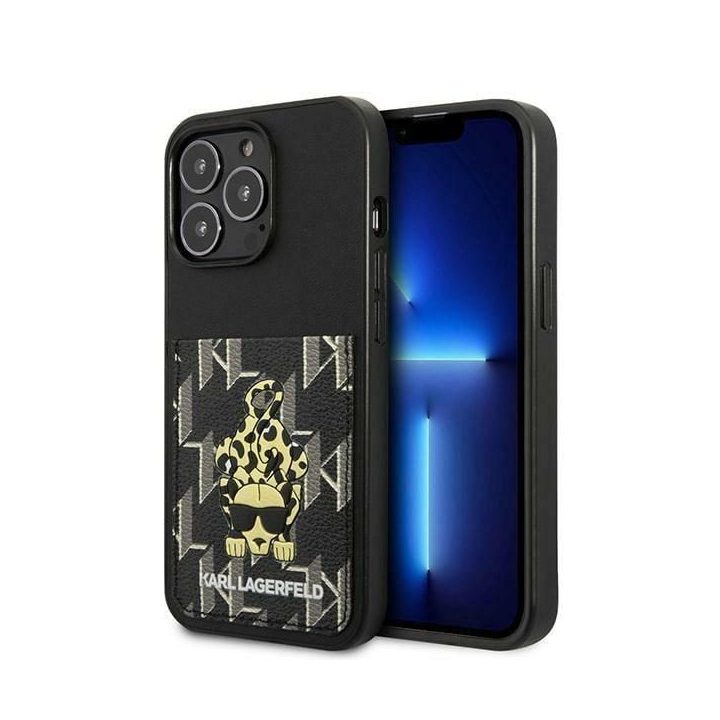 Dėklas Karl Lagerfeld Karlimals Cardslot na iPhone 13 Pro / iPhone 13 - Juodos spalvos