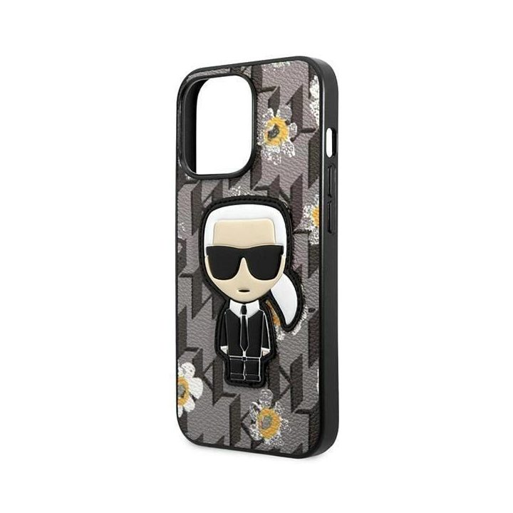 Karl Lagerfeld Flower Ikonik dėklas iPhone 13 Pro / iPhone 13 - pilkas