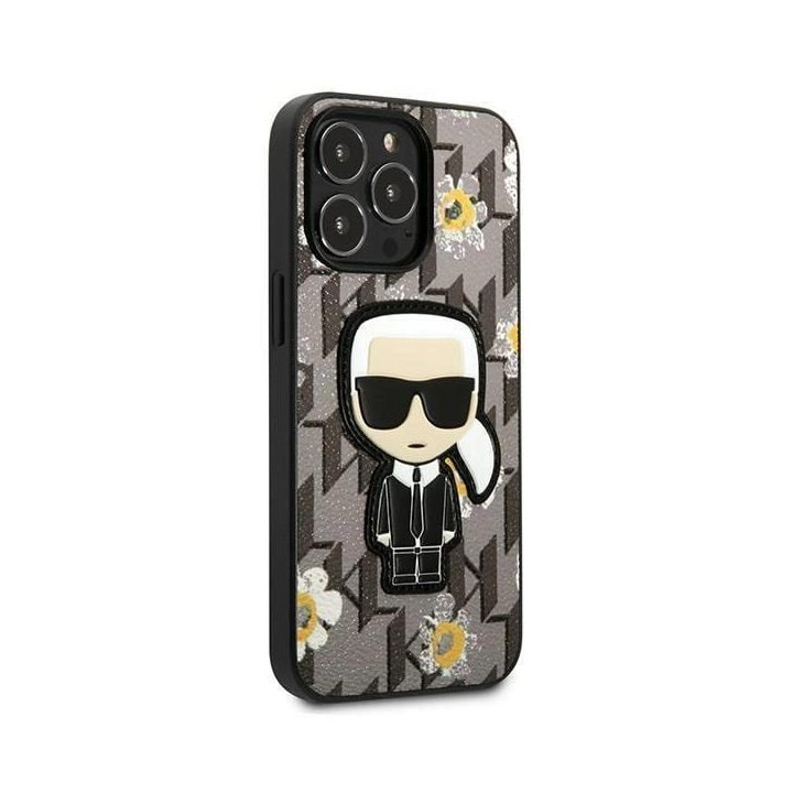 Karl Lagerfeld Flower Ikonik dėklas iPhone 13 Pro / iPhone 13 - pilkas