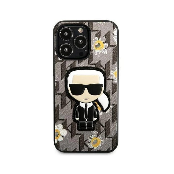 Karl Lagerfeld Flower Ikonik dėklas iPhone 13 Pro / iPhone 13 - pilkas
