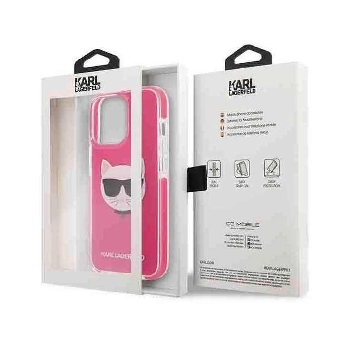 Dėklas Karl Lagerfeld Choupette Head na iPhone 13 Pro / iPhone 13 - fuksjowy