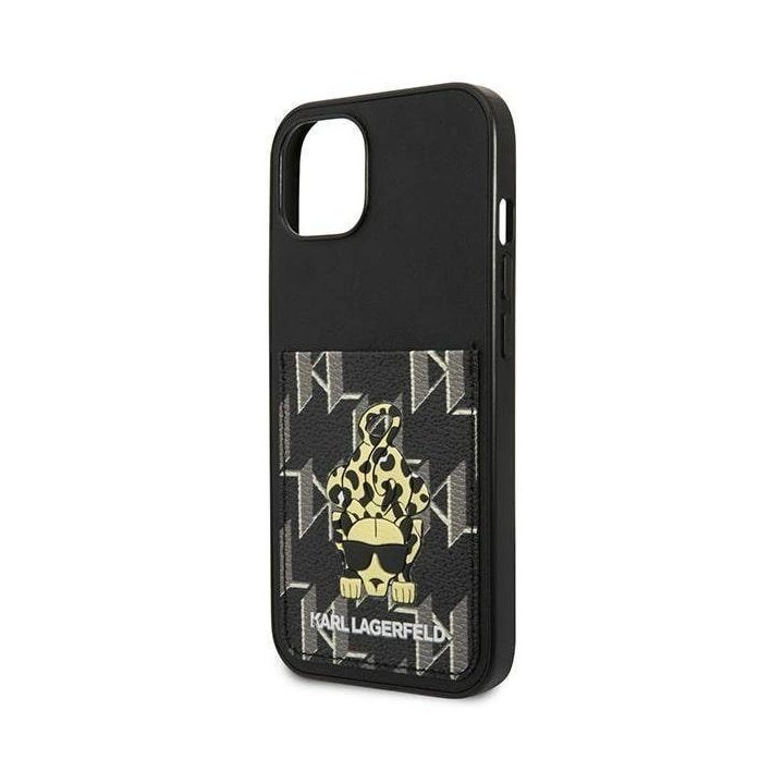 Dėklas Karl Lagerfeld Karlimals Cardslot na iPhone 13 - Juodos spalvos