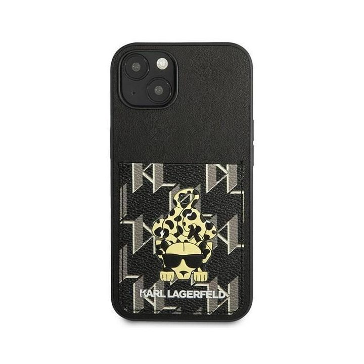 Dėklas Karl Lagerfeld Karlimals Cardslot na iPhone 13 - Juodos spalvos