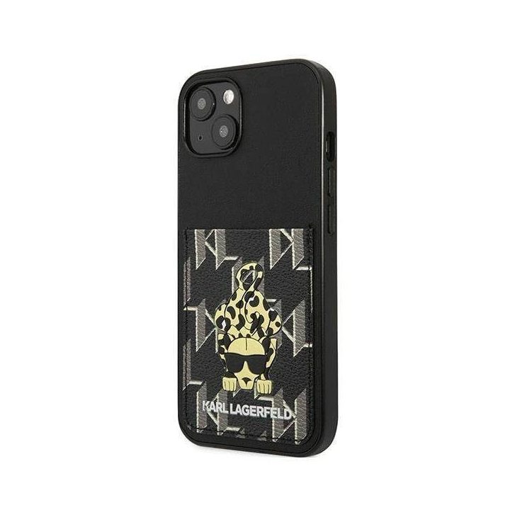 Dėklas Karl Lagerfeld Karlimals Cardslot na iPhone 13 - Juodos spalvos