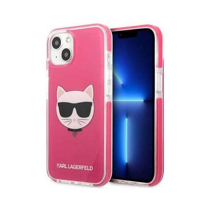 Dėklas Karl Lagerfeld Choupette Head na iPhone 13 - fuksjowy