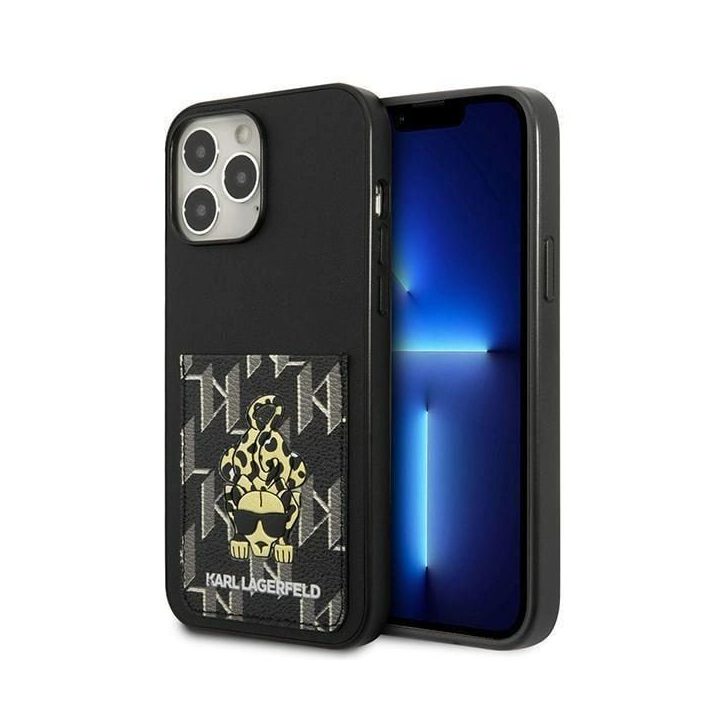 Dėklas Karl Lagerfeld Karlimals Cardslot na iPhone 13 Pro Max - Juodos spalvos