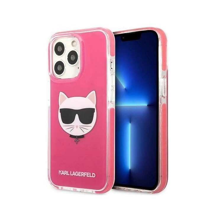 Dėklas Karl Lagerfeld Choupette Head na iPhone 13 Pro Max - fuksjowe