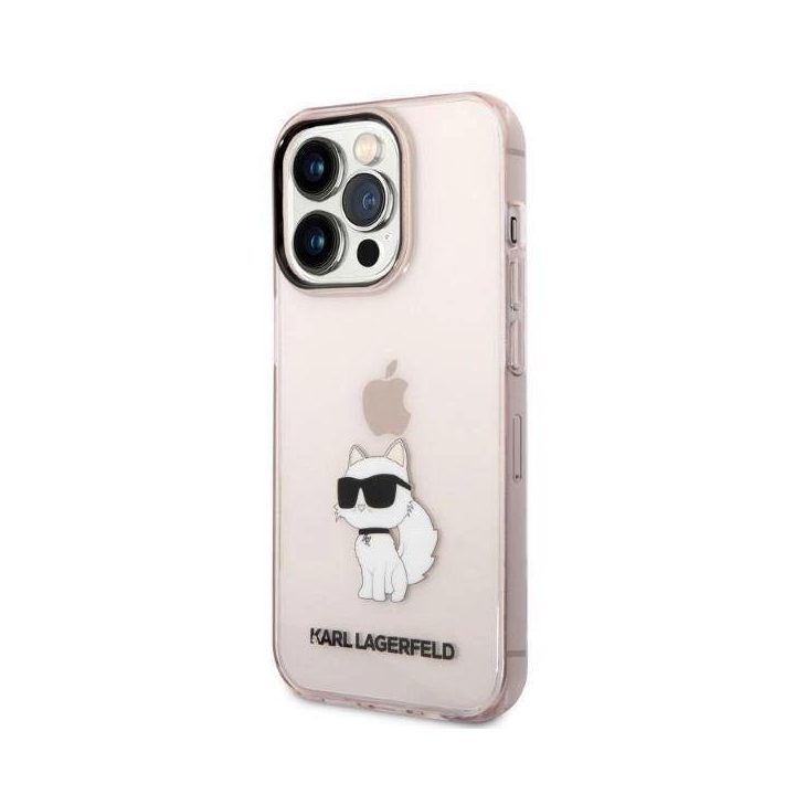 Karl Lagerfeld KLHCP14LHNCHTCP iPhone 14 Pro 6.1 rožinės/rožinės spalvos deklas Ikonik Choupette