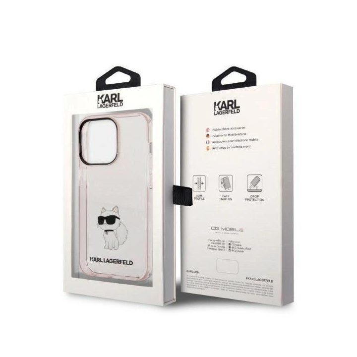 Karl Lagerfeld KLHCP14LHNCHTCP iPhone 14 Pro 6.1 rožinės/rožinės spalvos deklas Ikonik Choupette
