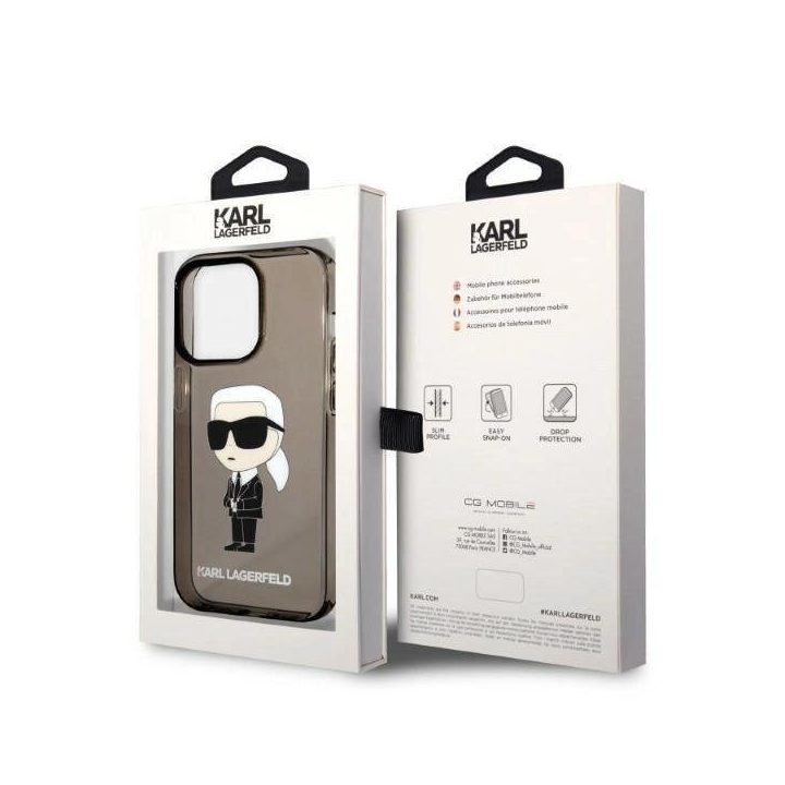 Karl Lagerfeld KLHCP14LHNIKTCK iPhone 14 Pro 6.1 juodos/juodos spalvos deklas Ikonik Karl Lagerfeld