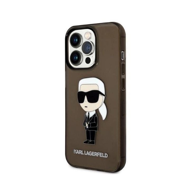 Karl Lagerfeld KLHCP14LHNIKTCK iPhone 14 Pro 6.1 juodos/juodos spalvos deklas Ikonik Karl Lagerfeld