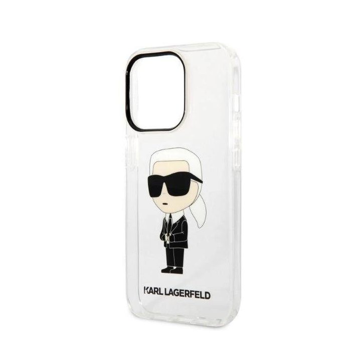 Karl Lagerfeld Ikonik Karl dėklas iPhone 14 Pro - skaidrus