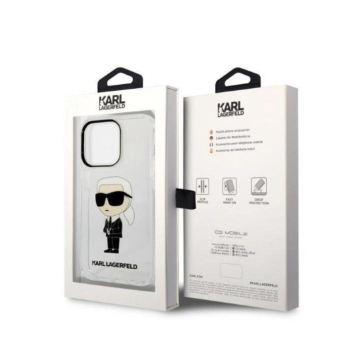 Karl Lagerfeld Ikonik Karl dėklas iPhone 14 Pro - skaidrus