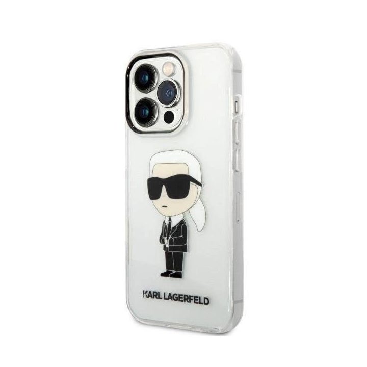 Karl Lagerfeld Ikonik Karl dėklas iPhone 14 Pro - skaidrus