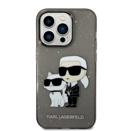Karl Lagerfeld Glitter Karl&Choupette dėklas iPhone 14 Pro - Juodos spalvos