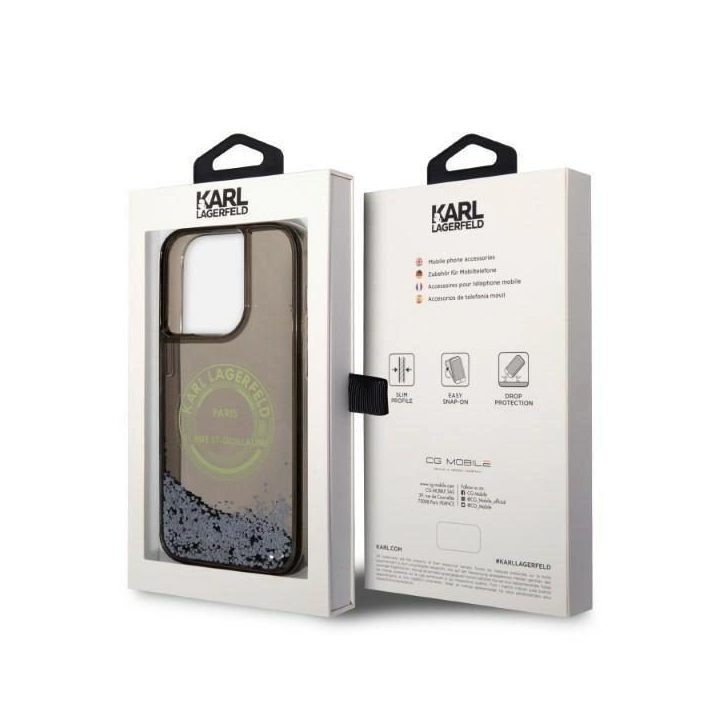 Dėklas Karl Lagerfeld Liquid Glitter RSG ant iPhone 14 Pro - nuotraukos
