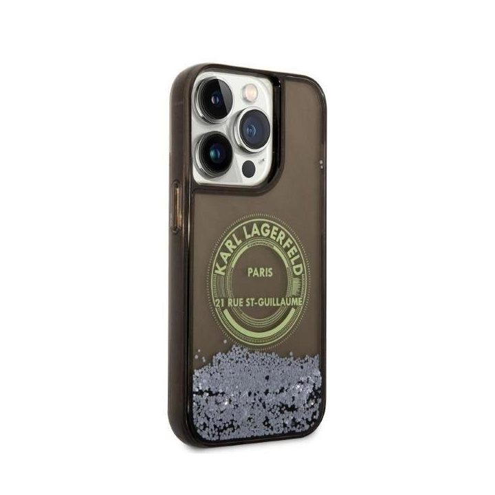 Dėklas Karl Lagerfeld Liquid Glitter RSG ant iPhone 14 Pro - nuotraukos