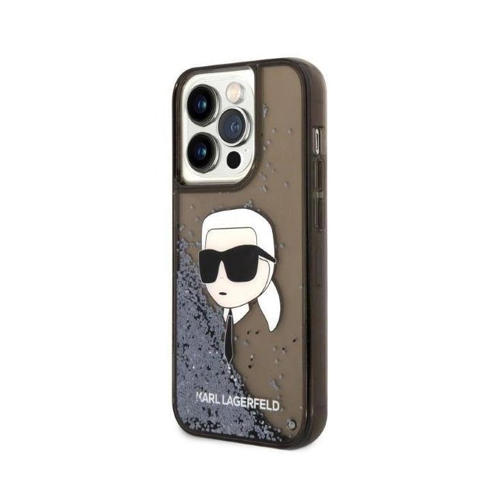 Karl Lagerfeld KLHCP14LLNKHCK iPhone 14 Pro 6.1 juodos/juodos spalvos deklas Glitter Karl Head