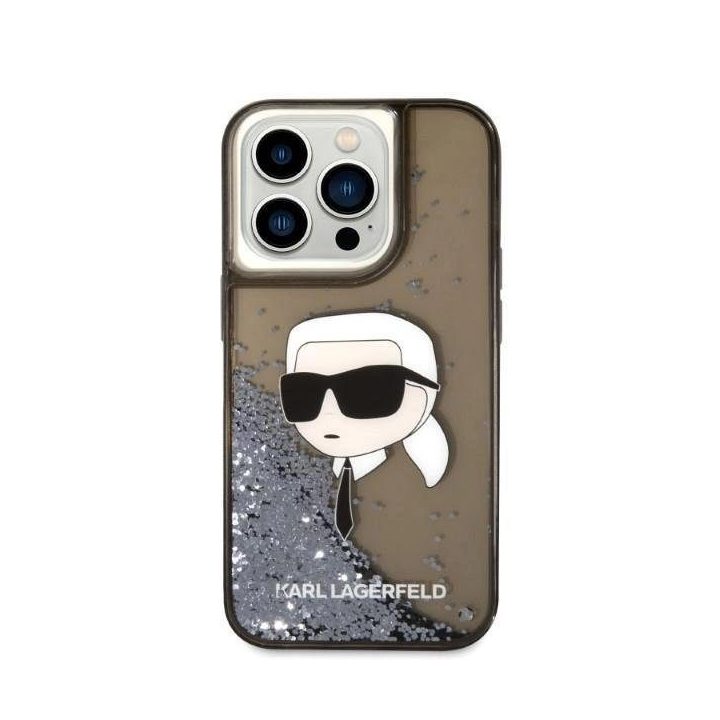 Karl Lagerfeld KLHCP14LLNKHCK iPhone 14 Pro 6.1 juodos/juodos spalvos deklas Glitter Karl Head