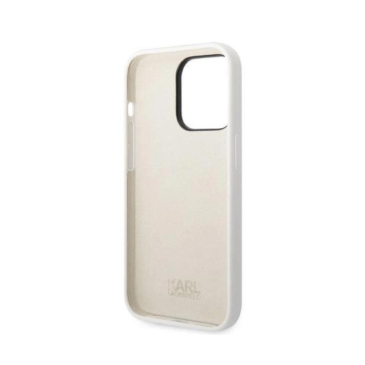 Karl Lagerfeld KLHCP14LSNCHBCH iPhone 14 Pro 6.1 deklas baltas/baltas silikoninis Choupette