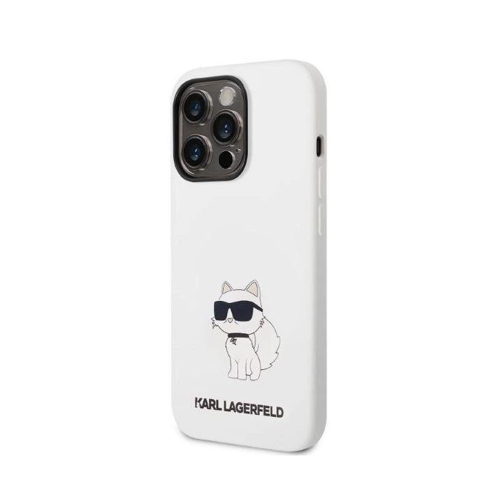 Karl Lagerfeld KLHCP14LSNCHBCH iPhone 14 Pro 6.1 deklas baltas/baltas silikoninis Choupette
