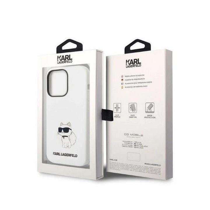 Karl Lagerfeld KLHCP14LSNCHBCH iPhone 14 Pro 6.1 deklas baltas/baltas silikoninis Choupette