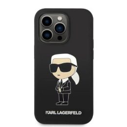 Karl Lagerfeld silikoninis Iconic dėklas iPhone 14 Pro - juodas