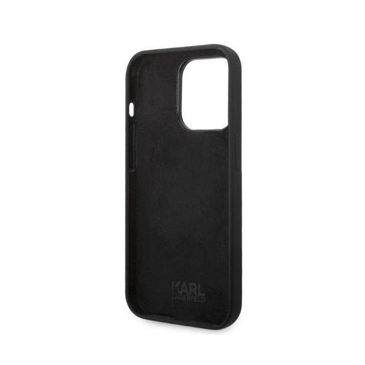 Karl Lagerfeld silikoninis Iconic dėklas iPhone 14 Pro - juodas