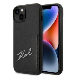 Karl Lagerfeld Signature Logo Cardslot dėklas iPhone 14 Plus - Juodos spalvos