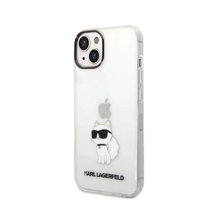 Karl Lagerfeld Ikonik Choupette dėklas iPhone 14 Plus - skaidrus