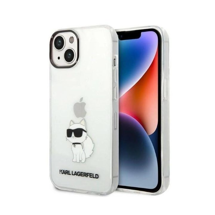 Karl Lagerfeld Ikonik Choupette dėklas iPhone 14 Plus - skaidrus