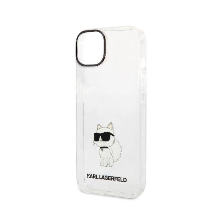Karl Lagerfeld Ikonik Choupette dėklas iPhone 14 Plus - skaidrus