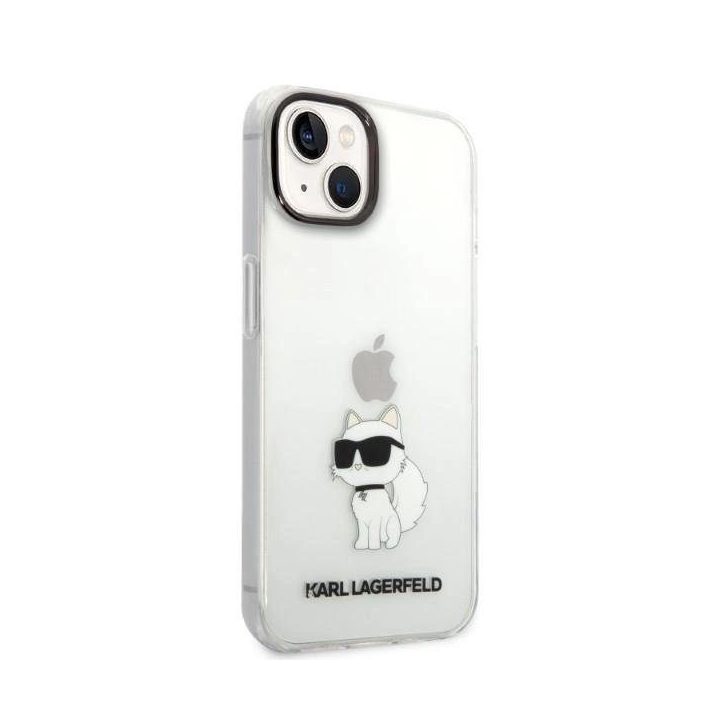 Karl Lagerfeld Ikonik Choupette dėklas iPhone 14 Plus - skaidrus