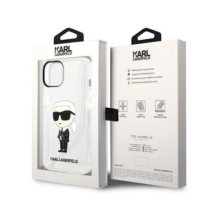 Karl Lagerfeld Ikonik Karl dėklas iPhone 14 Plus - skaidrus