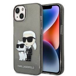 Karl Lagerfeld Glitter Karl&Choupette dėklas iPhone 14 Plus - juodos spalvos