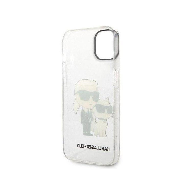 Karl Lagerfeld Glitter Karl&Choupette dėklas iPhone 14 Plus - skaidrus