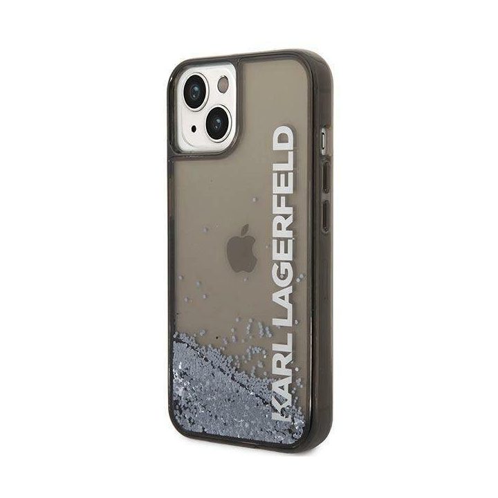 Dėklas Karl Lagerfeld Liquid Glitter Elong na iPhone 14 Plus - juodos spalvos