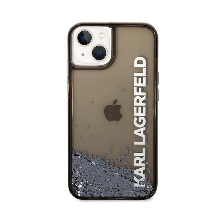 Dėklas Karl Lagerfeld Liquid Glitter Elong na iPhone 14 Plus - juodos spalvos