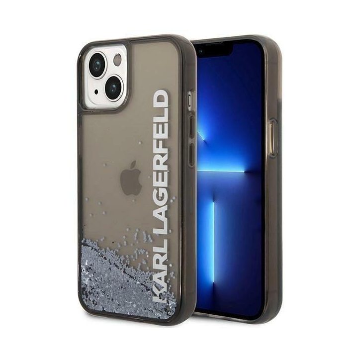Dėklas Karl Lagerfeld Liquid Glitter Elong na iPhone 14 Plus - juodos spalvos